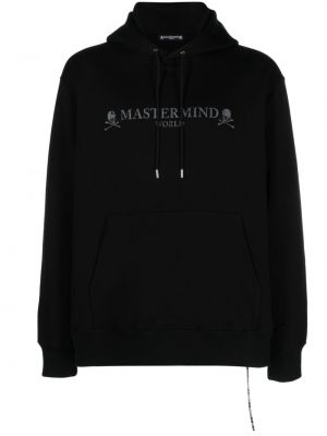 Raštuotas medvilninis džemperis su gobtuvu Mastermind Japan juoda