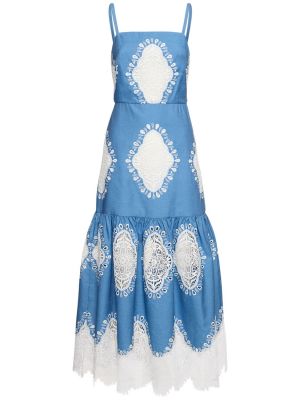 Μάξι φόρεμα με δαντέλα Borgo De Nor μπλε