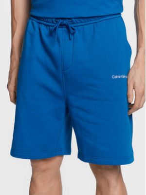 Pantaloni scurți din denim sport Calvin Klein Jeans albastru