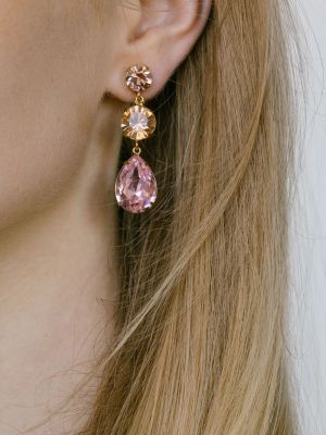 Boucles d'oreilles à boucle en cristal Jennifer Behr rose