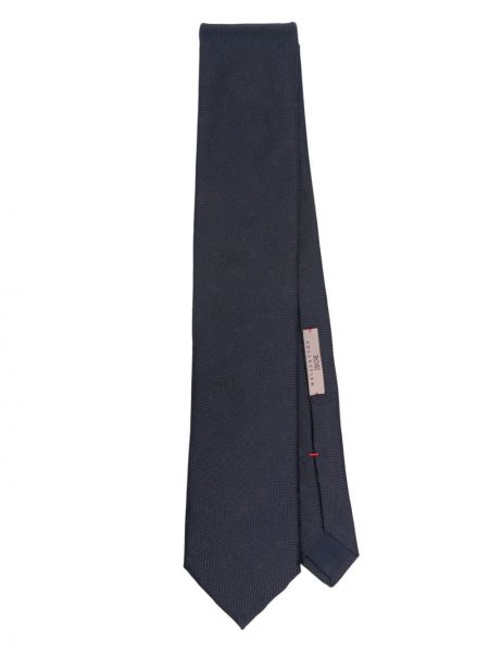 Jedwabny krawat w grochy żakardowy Lady Anne niebieski
