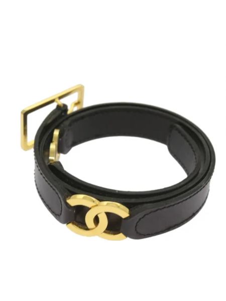 Cinturón de cuero retro Chanel Vintage negro