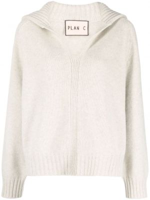 Pullover mit kapuze mit v-ausschnitt Plan C beige