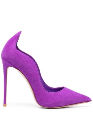 Pantofi cu toc din piele de căprioară Le Silla violet