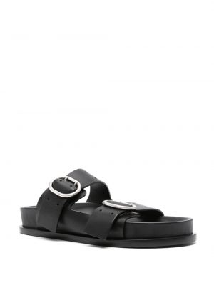 Kožené sandály s přezkou Jil Sander černé