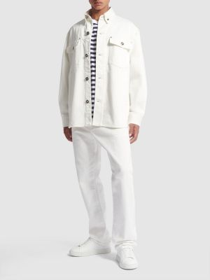 Βαμβακερό πουκάμισο τζιν Versace λευκό