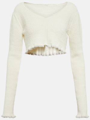 Lniany sweter Jacquemus biały
