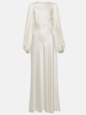 Robe longue en soie Roksanda blanc