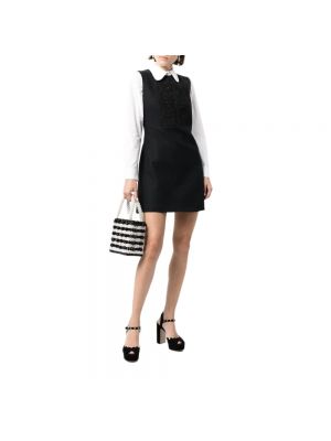Mini vestido con bordado Patou negro