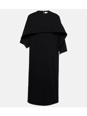 Βαμβακερή μίντι φόρεμα Jil Sander μαύρο