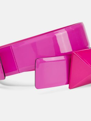 Lakovaný kožený pásek Valentino Garavani růžový