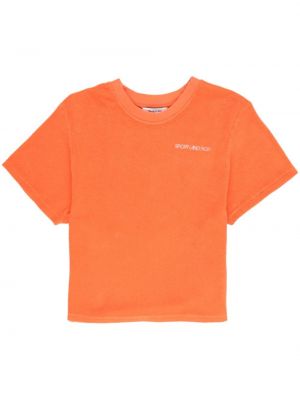 Tricou cu broderie din bumbac Sporty & Rich portocaliu