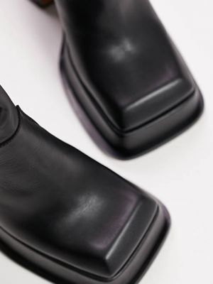 Кожаные ботинки на платформе с квадратным носком Topshop черные