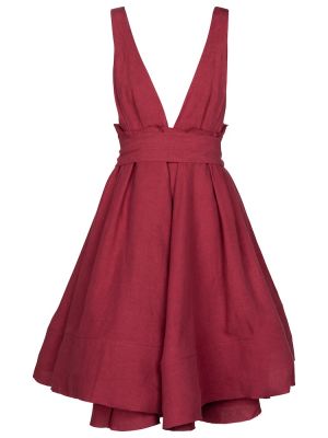 Lněné mini šaty Brock Collection - červená