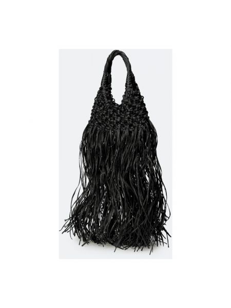 Bolsa de tela con flecos Hibourama negro