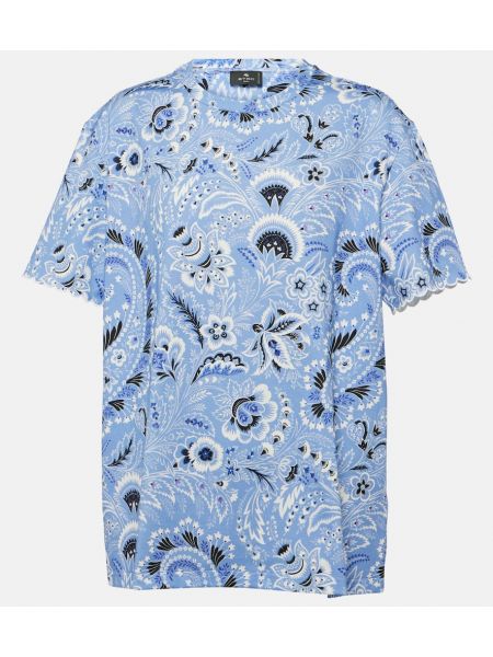 Βαμβακερή μπλούζα με σχέδιο από ζέρσεϋ Etro μπλε