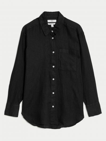 Lněná košile Marks & Spencer černá