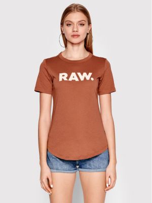 T-shirt G-star Raw, brązowy