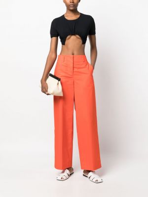 Pantalon taille haute en coton Erika Cavallini orange