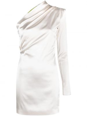 Viskózové saténové koktejlové šaty s dlouhými rukávy Gauge81 - bílá