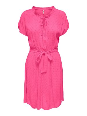 Jednofarebné viskózové priliehavé mini šaty Jdy - ružová