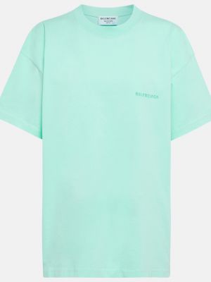 Хлопковая футболка Balenciaga зеленая