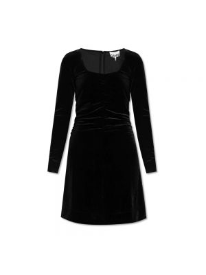 Welurowa sukienka mini Ganni czarna
