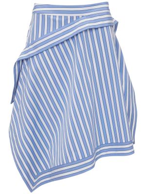 Asymetrická pruhovaná bavlnená midi sukňa Jw Anderson modrá