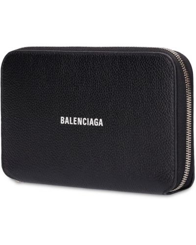 Kožená peněženka na zip Balenciaga černá