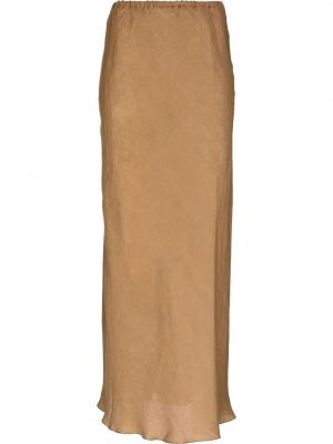 Lniana długa spódnica Baserange brązowa