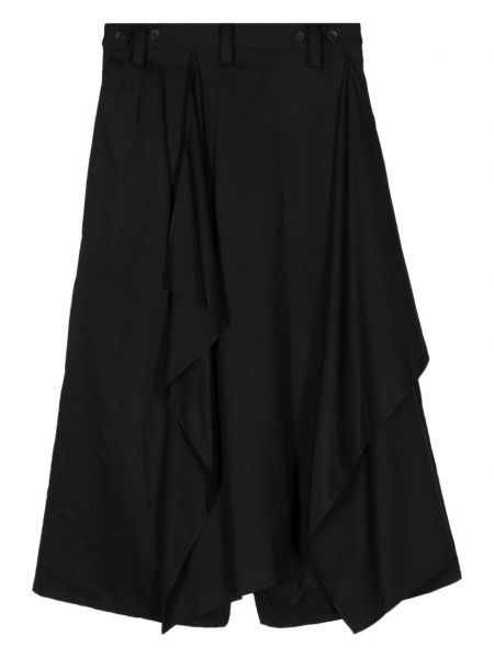 Drapované vlněné kalhoty Yohji Yamamoto černé
