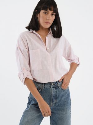 Джинсовая рубашка с карманами Cross Jeans розовая