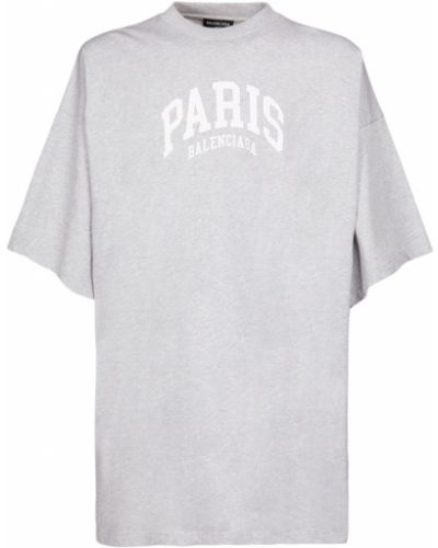 T-shirt di cotone oversize Balenciaga grigio