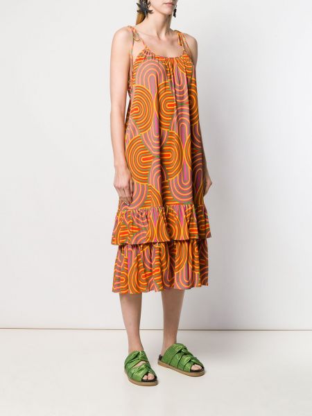 Midi šaty bez rukávů s potiskem s abstraktním vzorem La Doublej