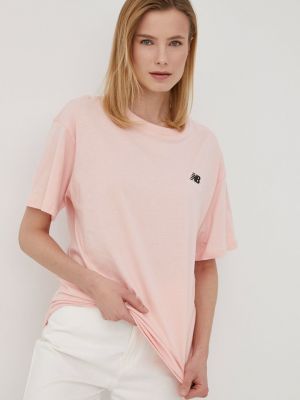 Памучна тениска New Balance розово