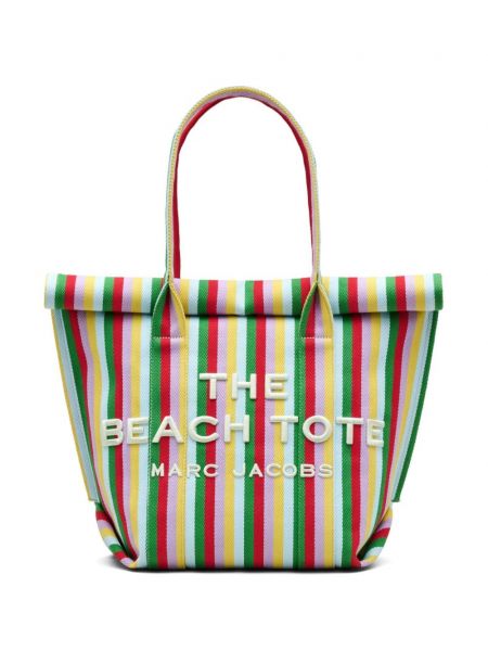 Pruhovaná nákupná taška Marc Jacobs zelená