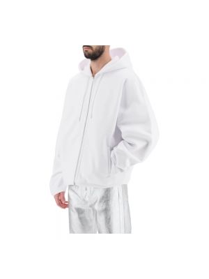 Sudadera con capucha de tejido fleece de algodón Salvatore Ferragamo blanco