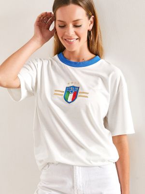 Koszulka bawełniana z nadrukiem Bianco Lucci
