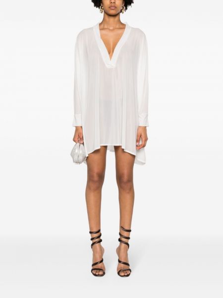 Прозрачна коктейлна рокля Balmain бяло