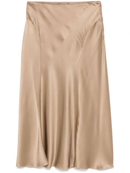 Blusset nederdel i satin Alberta Ferretti brun