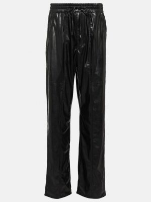 Кожаные прямые брюки из искусственной кожи Marant étoile черные