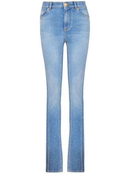 Slim fit strečové džínsy s vysokým pásom Balmain modrá
