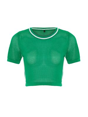 Koszulka ażurowa Trendyol zielona