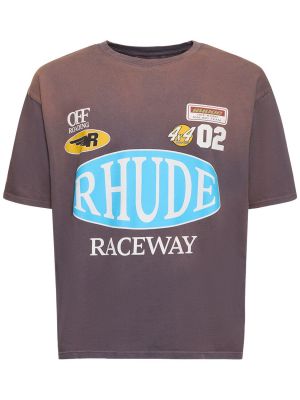 T-shirt con stampa Rhude grigio