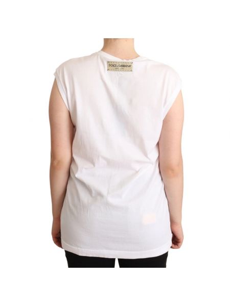 Camiseta de algodón de cuello redondo Dolce & Gabbana blanco