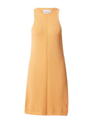 Megztas džinsinė suknelė Calvin Klein Jeans oranžinė