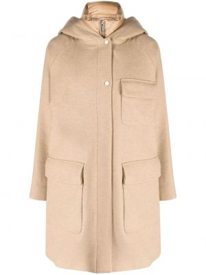 Kabát s kapucí Woolrich hnědý