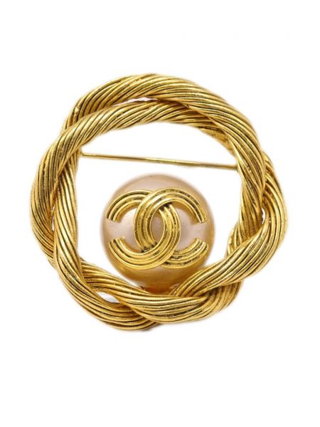Bross gyöngyökkel Chanel Pre-owned aranyszínű