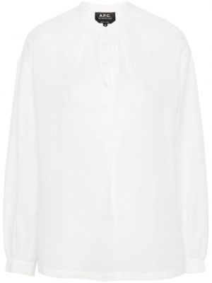 Καρό βαμβακερή μπλούζα A.p.c. λευκό