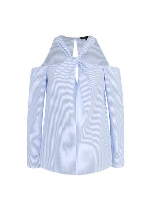 Блузка в полоску с открытыми плечами Rag&bone, голубая